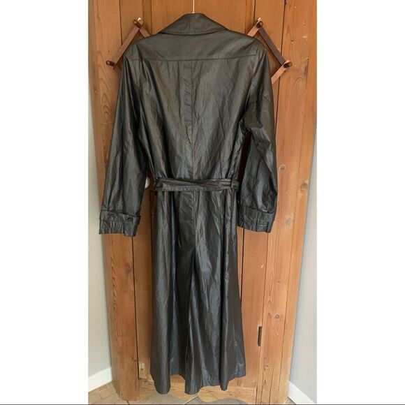Damo Donna dark grey double breasted maxi trench coat - Picture 2 of 11